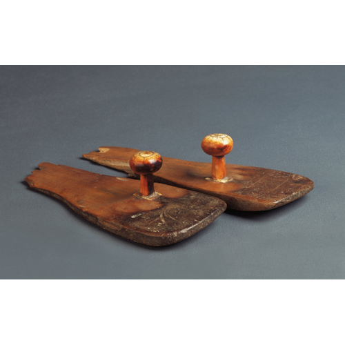 A pair of Wood and Ivory 'Padukas' the toe knob sandal of the Indian Mendicant 'Sadhu'